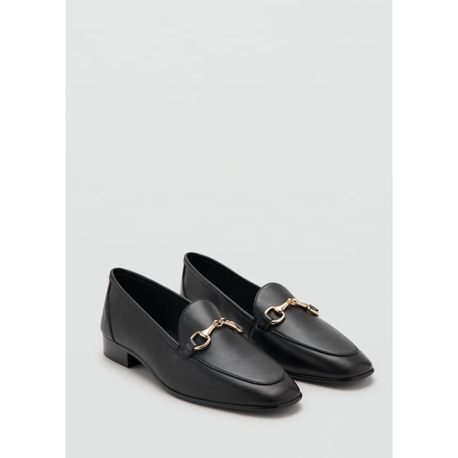 Mocassins cuir boucle noir <span itemprop=