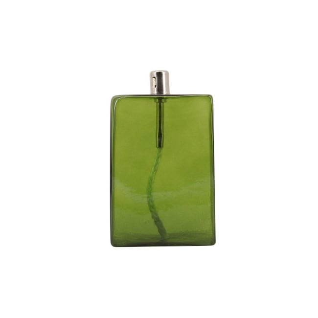 Lampe à huile cube en verre soufflé 13cm Couleur vert <span itemprop=