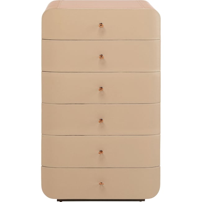 Chiffonnier 6 tiroirs en simili et noyer, TANGO Couleur marron <span itemprop=