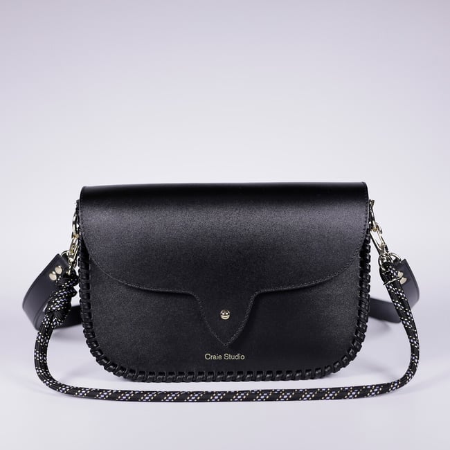 Sac besace en cuir, WISH noir <span itemprop=