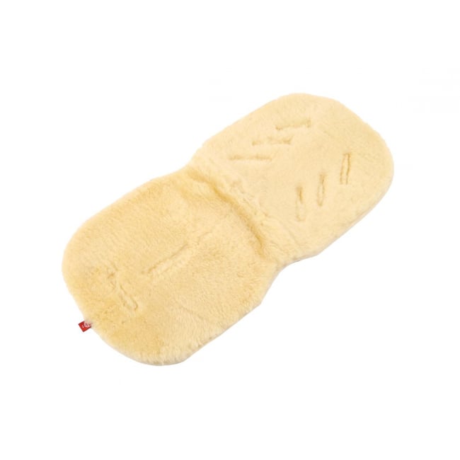 Dossier d'assise en peau d'agneau pour couffin et poussette universel beige <span itemprop=