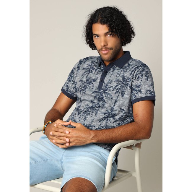 Polo tissu tropical effet vieilli avec col et manches contrastés TIKI - DEELUXE