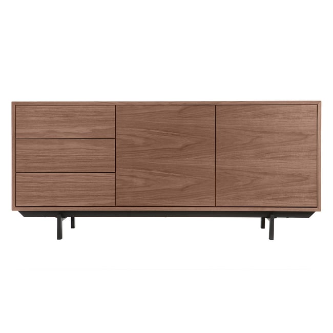 Buffet vintage en bois foncé noyer 2 portes 3 tiroirs L160 cm MANNY Couleur noyer <span itemprop=