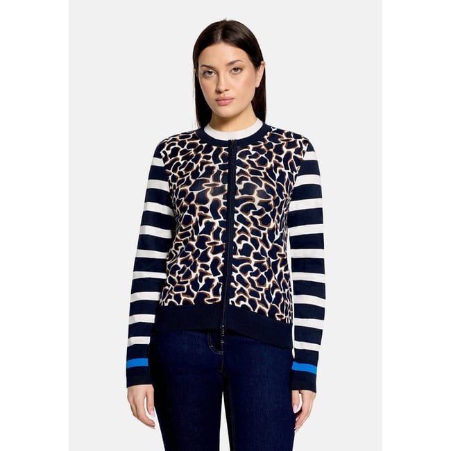Cardigan en maille à impression brown/cream <span itemprop=