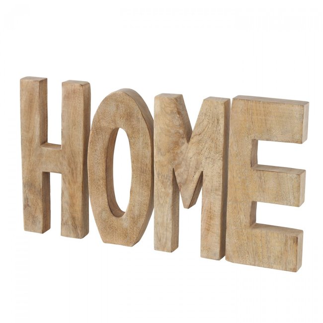 Lettres Décoratives en Bois à Poser HOME Couleur bois <span itemprop=