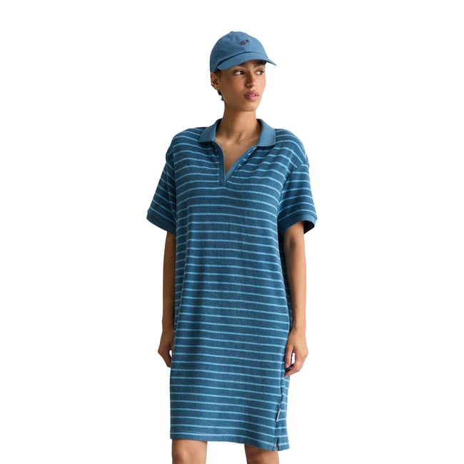 Robe en éponge regular en coton organique bleu <span itemprop=