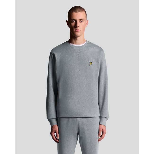 Sweat-shirt col rond en coton gris moyen chiné <span itemprop=