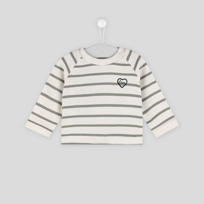Sweat molleton rayé mixte, en coton BIO, Oeko-Tex lime <span itemprop=