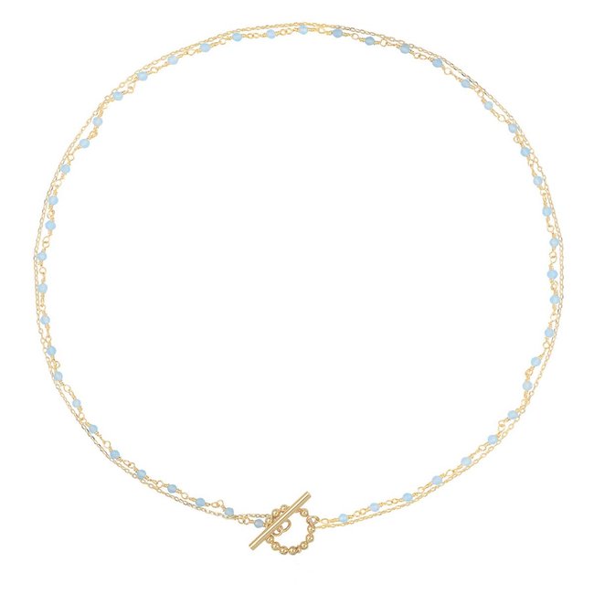 Collier calcédoine bleue doré - roxane bleu <span itemprop=