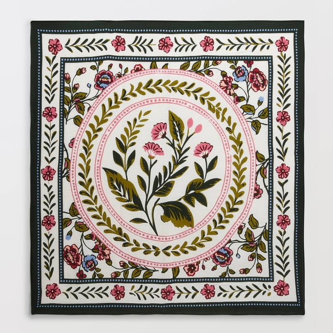 Foulard imprimé en coton BIO GOTS butter cream <span itemprop=