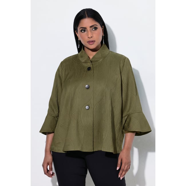 Veste motif vagues kaki foncé <span itemprop=