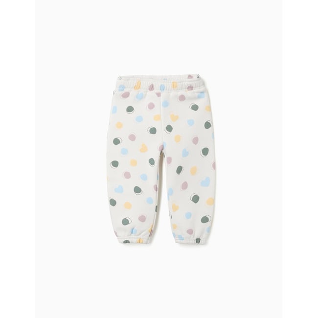 Pantalon en molleton avec doublure en coton peigné et motif à pois blanc <span itemprop=
