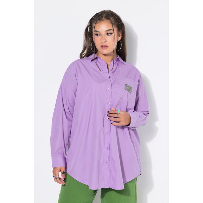 Chemisier oversized avec broderie sur la lilas <span itemprop=