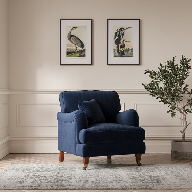 Emeline Velvet Armchair with Castor Legs - ÉDITÉ