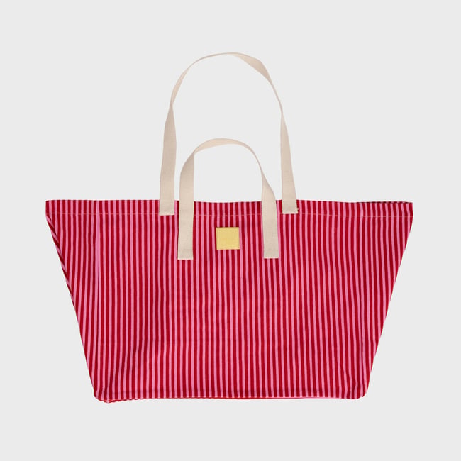Sac cabas en coton biologique rouge et rose <span itemprop=
