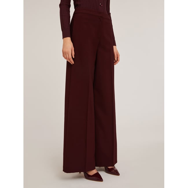 Pantalon large en tissu technique burgundy <span itemprop=