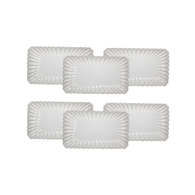 Lot de 6 petites assiettes rectangulaires, Coquillage Couleur blanc <span itemprop=
