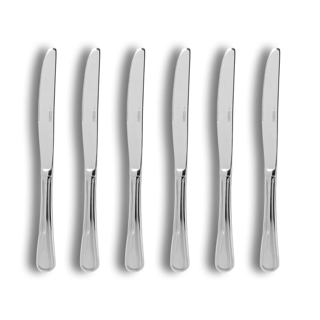 Lot de 6 couteaux de table en acier inoxydable, FILLA Couleur inox <span itemprop=