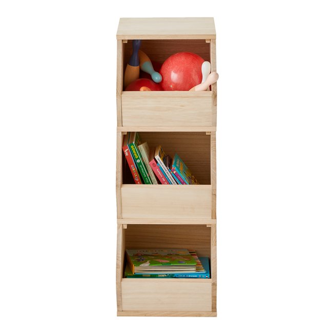 Meuble vertical 3 bacs Toys Couleur bois <span itemprop=