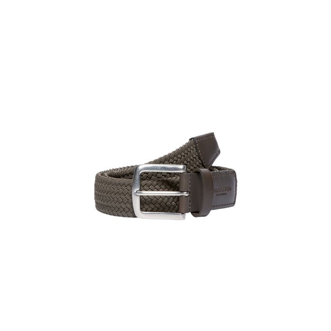Ceinture tressée en matériau élastique et recyclé marron foncé <span itemprop=