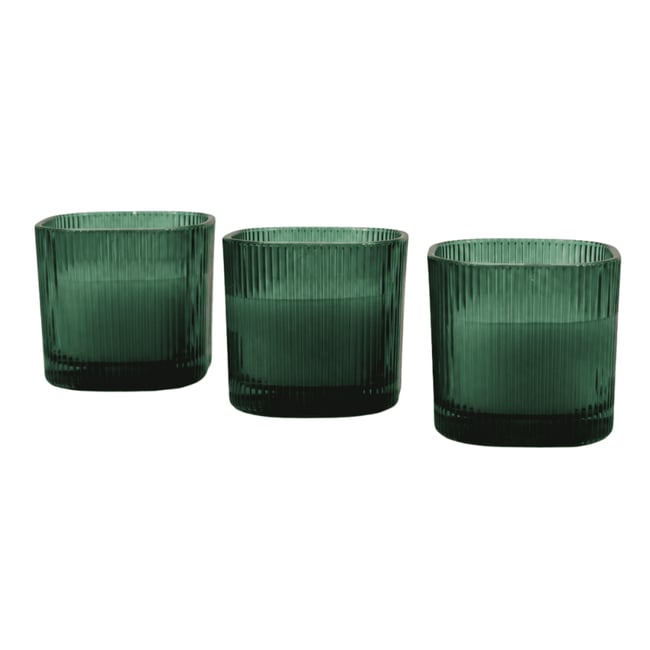 Coffret de 3 bougies LED en verre vert Couleur vert <span itemprop=