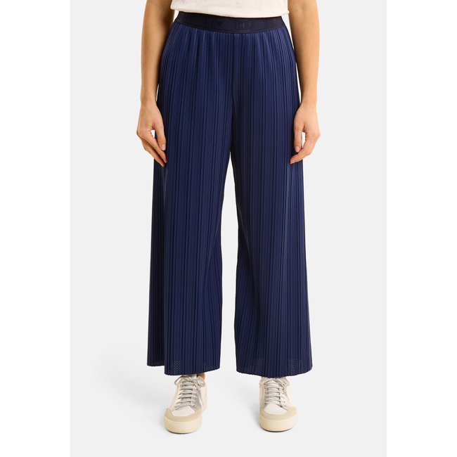 Pantalon large plissé bleu marine <span itemprop=