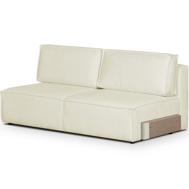 Module canapé convertible 2 places en tissu bouclé - HARPER MOD Couleur ecru <span itemprop=