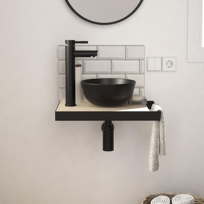 Lave-mains plan fin + vasque SOHO Couleur décor chêne <span itemprop=