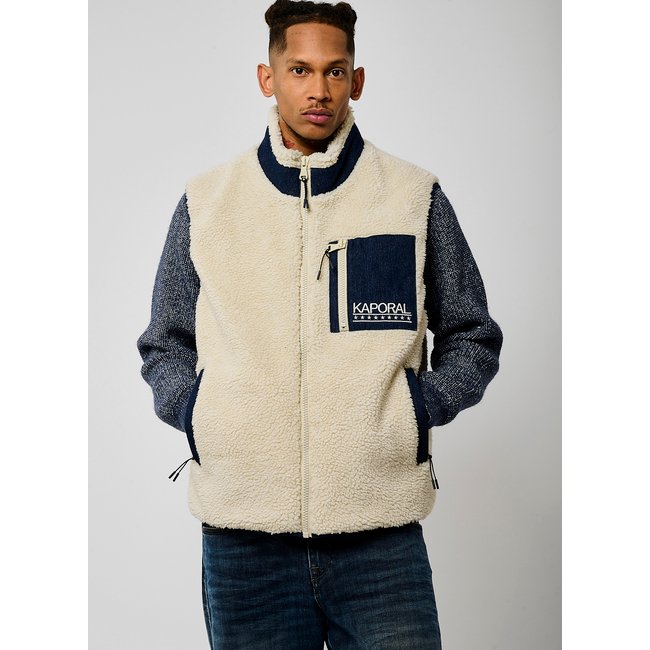 Veste Sherpa Sans Manches  Polyester JOLYM beige <span itemprop=