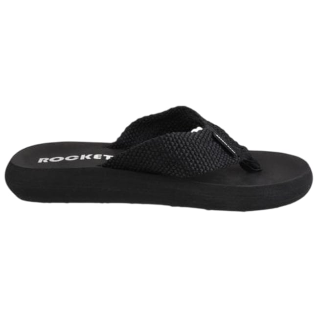 Tongs unies à semelles compensées ADIOS noir <span itemprop=