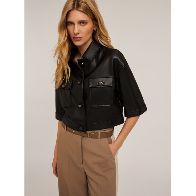 Veste cropped en tissu enduit avec doublure intérieure - MOTIVI