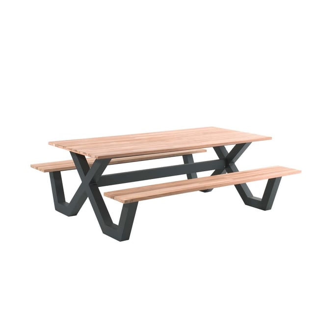 Table de pique-nique Carelli noire noir <span itemprop=