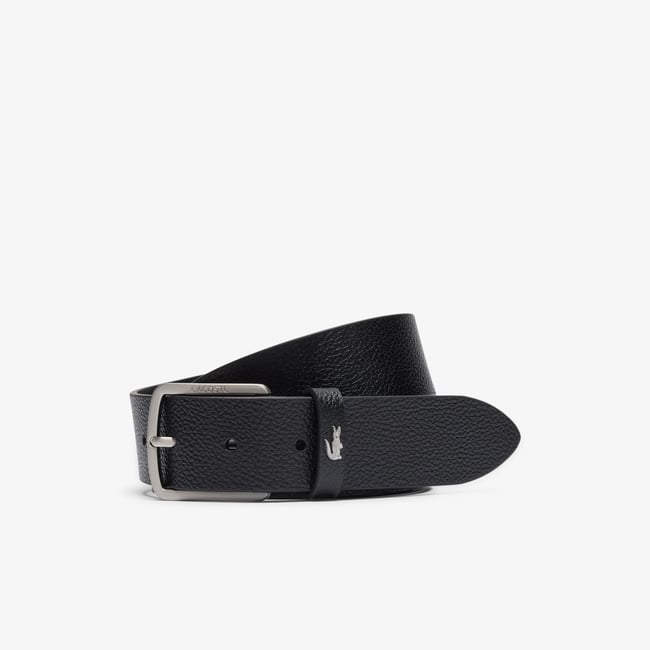 Ceinture en cuir grainé noir-000 <span itemprop=