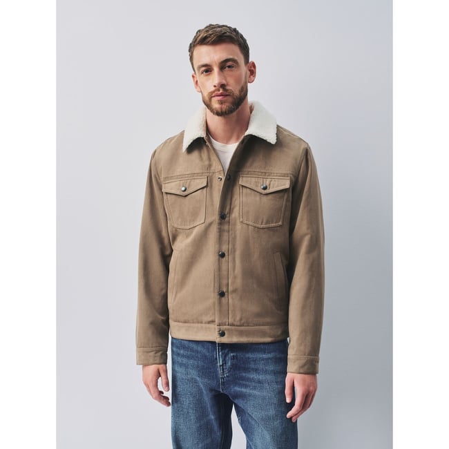 Veste de camionneur en simili daim doublée pierre neutre <span itemprop=