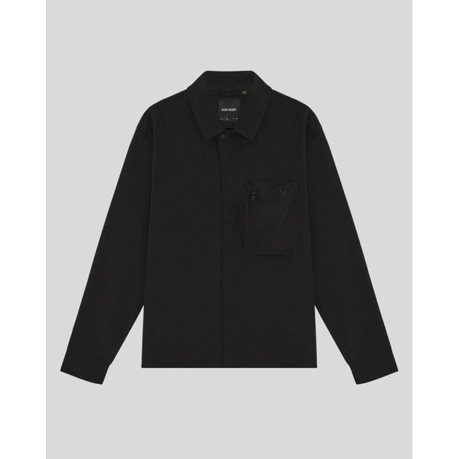 Surchemise légère utilitaire poche noir jais <span itemprop=