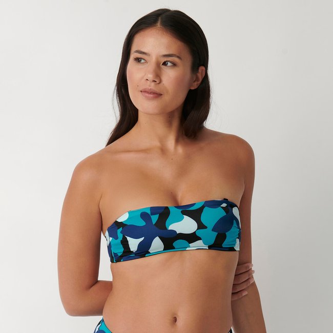Flower Horn Bandeau Bikini Top, dark blue, SLOGGI