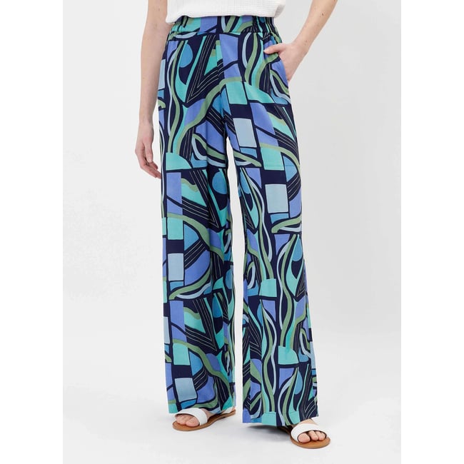 Pantalon imprimée fluide ample Ecovero ALEXIA bleu ciel matchi <span itemprop=