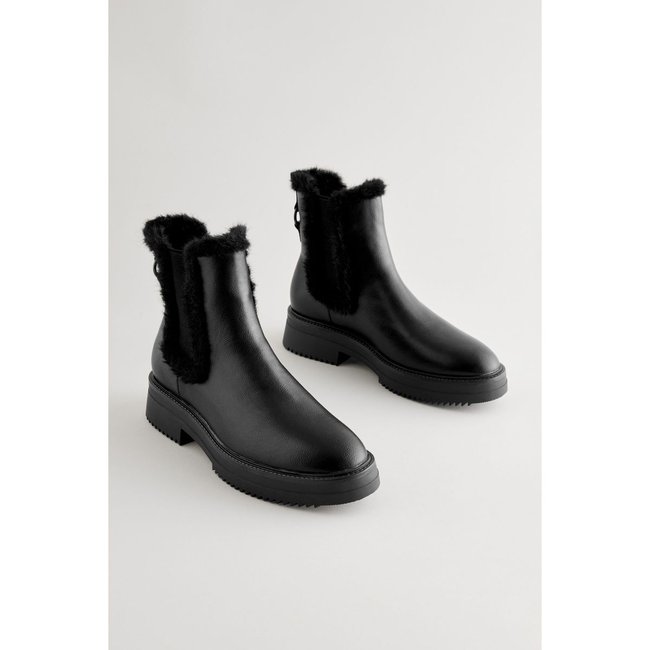 Bottines chelsea fourrées - large noir <span itemprop=