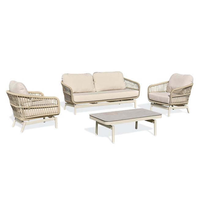 Salon de jardin bas 5 places DYLIS grège <span itemprop=