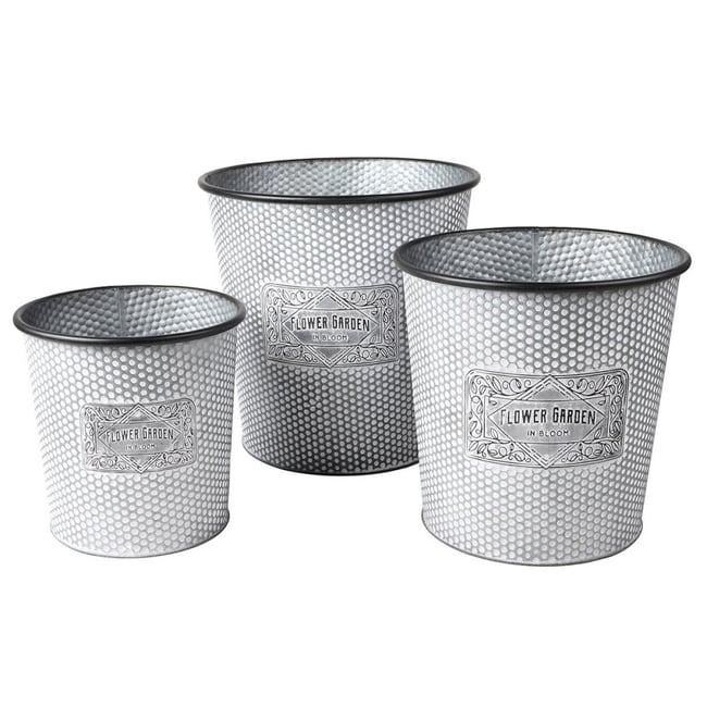Lot de 3 cache pots seau métal Bloom Couleur v002229 <span itemprop=