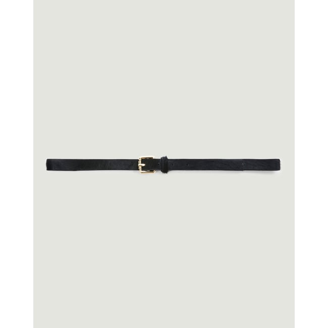 Ceinture fine en cuir noir <span itemprop=