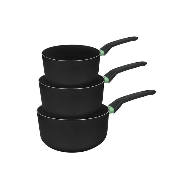 Batterie de cuisine 3 casseroles 16/18/20cm BRANDAO noir|vert <span itemprop=
