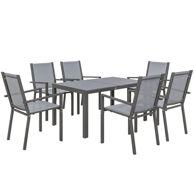 Ensemble de salon de jardin Acier Gris foncé gris <span itemprop=