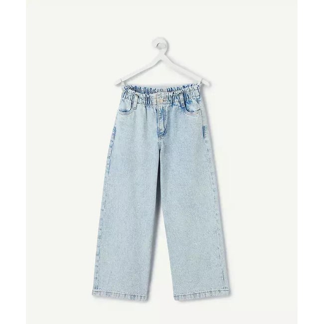 Jean, jambes larges denim bleu <span itemprop=