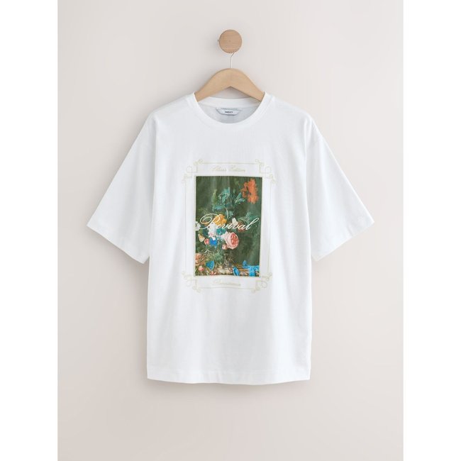 T-shirt à fleurs brodées blanc <span itemprop=