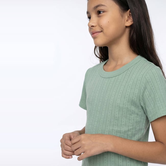T-shirt en pointelle unie pousse <span itemprop=
