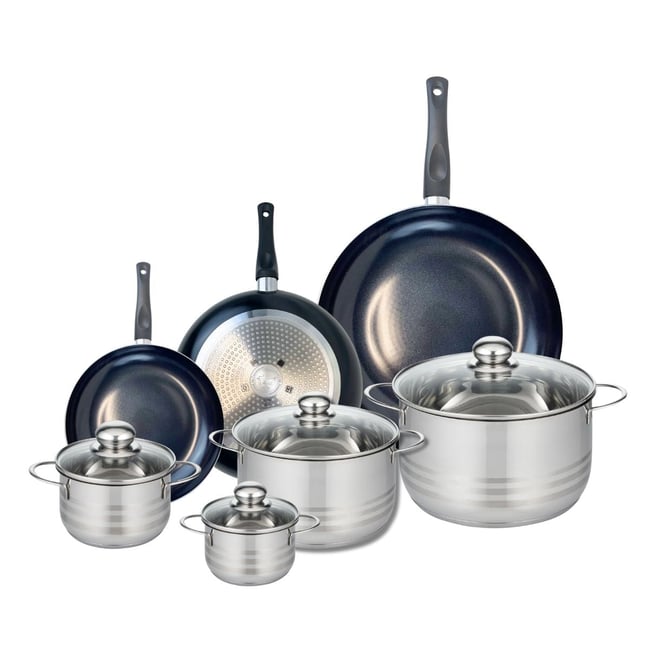 3 poêles 20/24/32cm + 4 faitouts 12/14/20/24cm PRIMA BRILLANT noir <span itemprop=