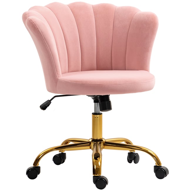 Chaise de bureau Velours (100% polyester) Couleur rose <span itemprop=