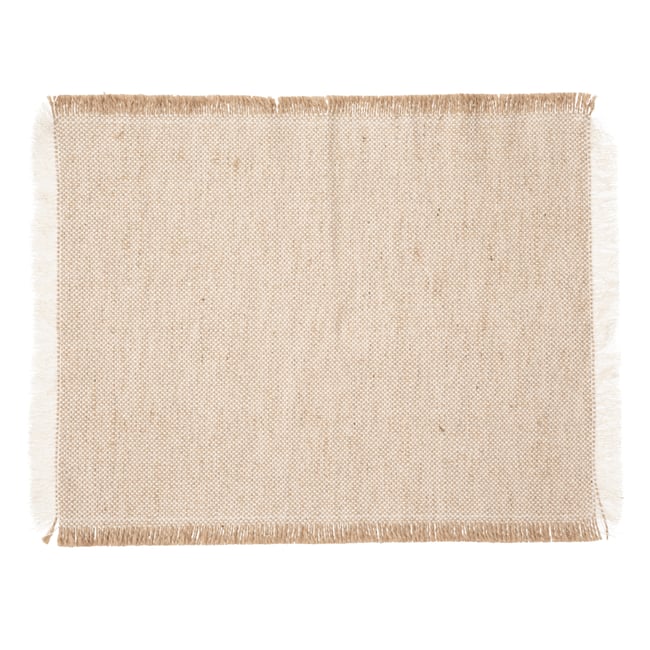 Set de table à franges bicolore beige <span itemprop=