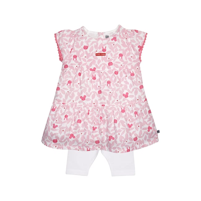 Robe legging ginette manches courtes bebe blanc <span itemprop=